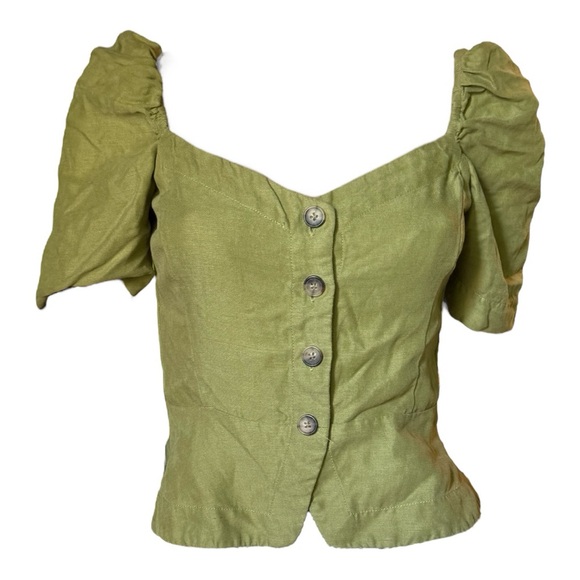 Wilfred green linen blend top - Picture 1 of 13